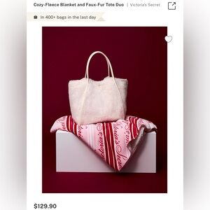Victoria's Secret Soft White Tote & Blanket 50x60